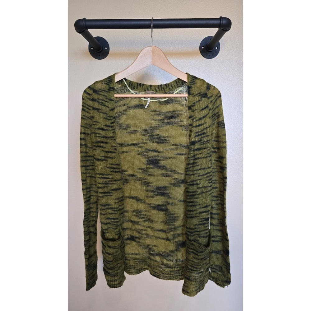 Free People beach cardigan green‎ striped button up women's size small